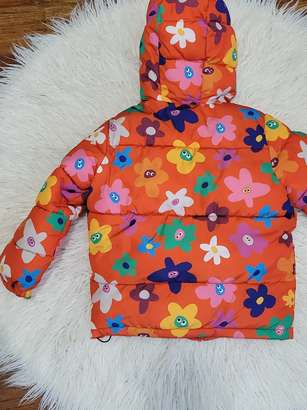 Stella McCartney Kids Navy Sherpa Jacket with Floral Trim